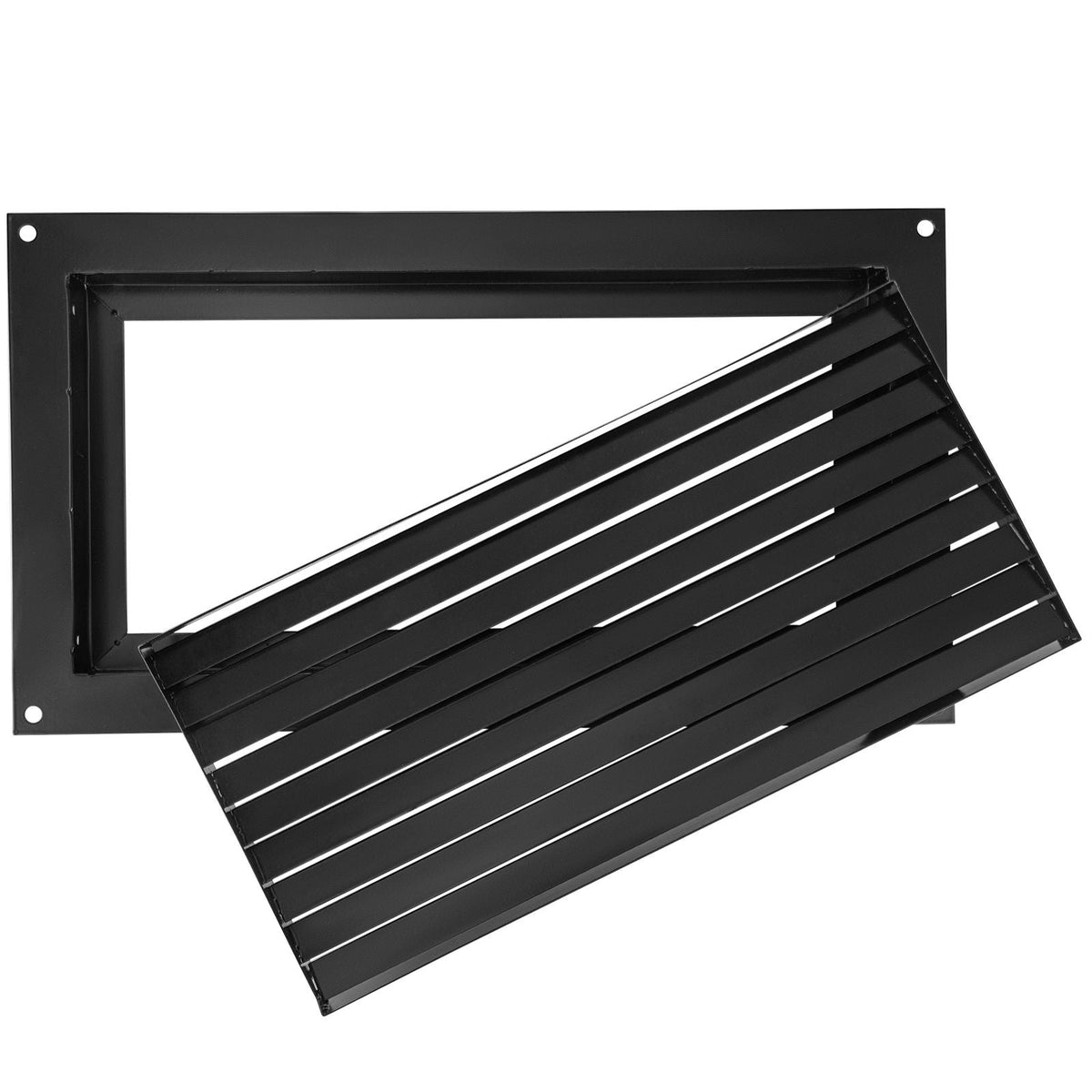 Foundation Flood Vent, 8\" Height x 16\" Width Flood Vent, to Reduce Foundation Damage and Flood Risk, Black, Wall Mounted Flood Vent, for Garages & Full Height Enclosures
