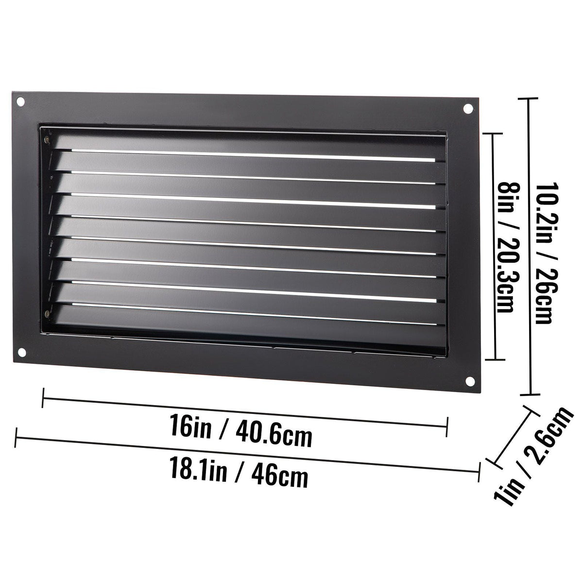Foundation Flood Vent, 8\" Height x 16\" Width Flood Vent, to Reduce Foundation Damage and Flood Risk, Black, Wall Mounted Flood Vent, for Garages & Full Height Enclosures