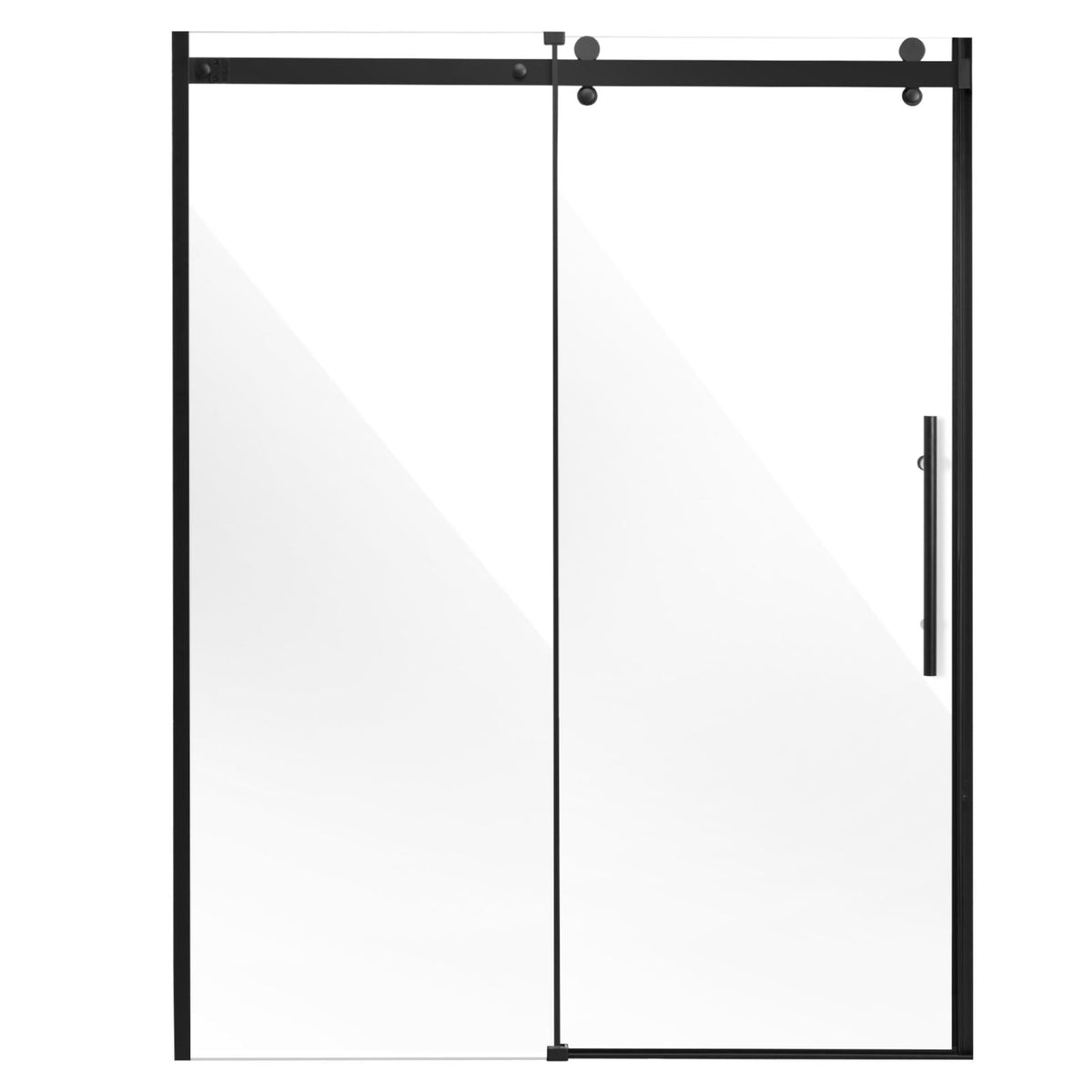 Frameless Shower Door, 58-59 W x 75 H in, Shower Sliding Glass Door with 5/16 in(8mm) Clear SGCC Tempered Glass, Waterproof Shatterproof Stainproof with Stainless Steel Hardware, Matte Black