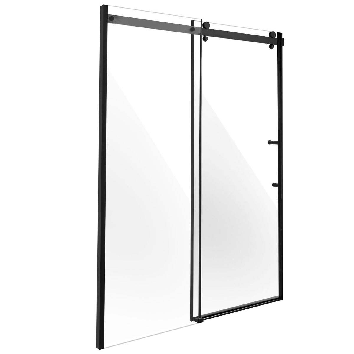 Frameless Shower Door, 58-59 W x 75 H in, Shower Sliding Glass Door with 5/16 in(8mm) Clear SGCC Tempered Glass, Waterproof Shatterproof Stainproof with Stainless Steel Hardware, Matte Black