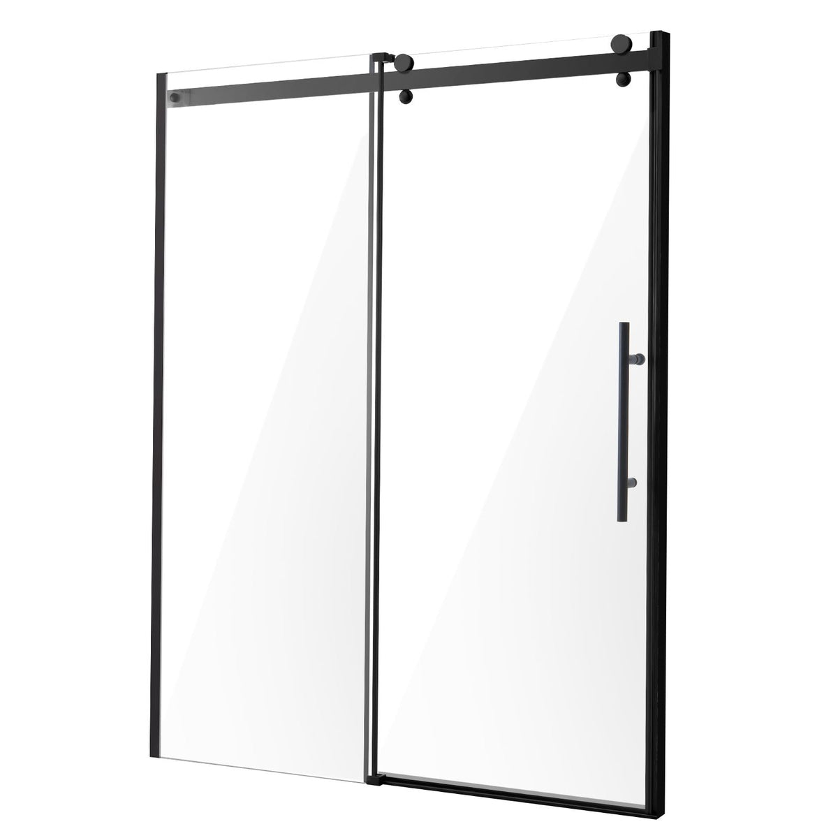 Frameless Shower Door, 58-59 W x 75 H in, Shower Sliding Glass Door with 5/16 in(8mm) Clear SGCC Tempered Glass, Waterproof Shatterproof Stainproof with Stainless Steel Hardware, Matte Black