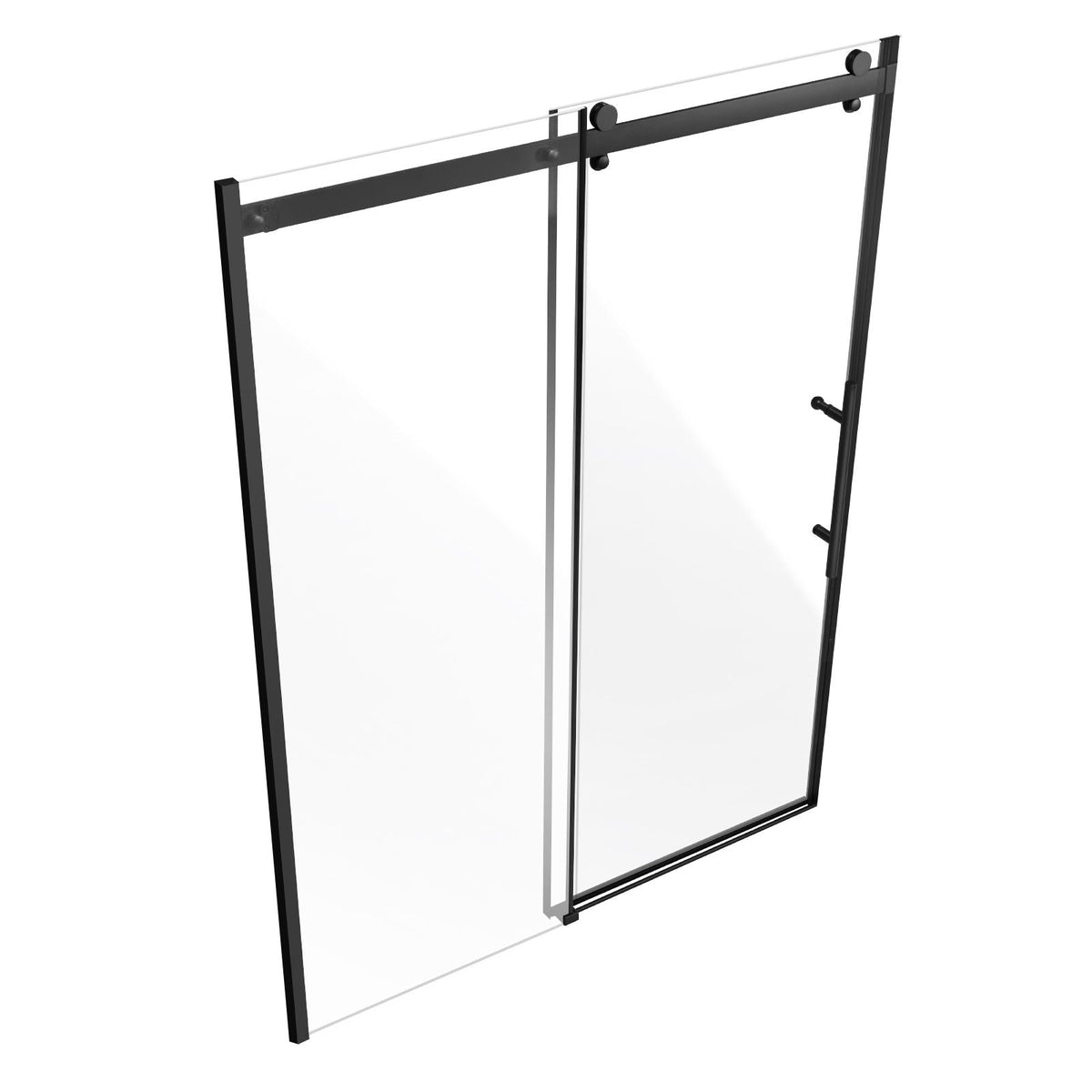 Frameless Shower Door, 58-59 W x 75 H in, Shower Sliding Glass Door with 5/16 in(8mm) Clear SGCC Tempered Glass, Waterproof Shatterproof Stainproof with Stainless Steel Hardware, Matte Black