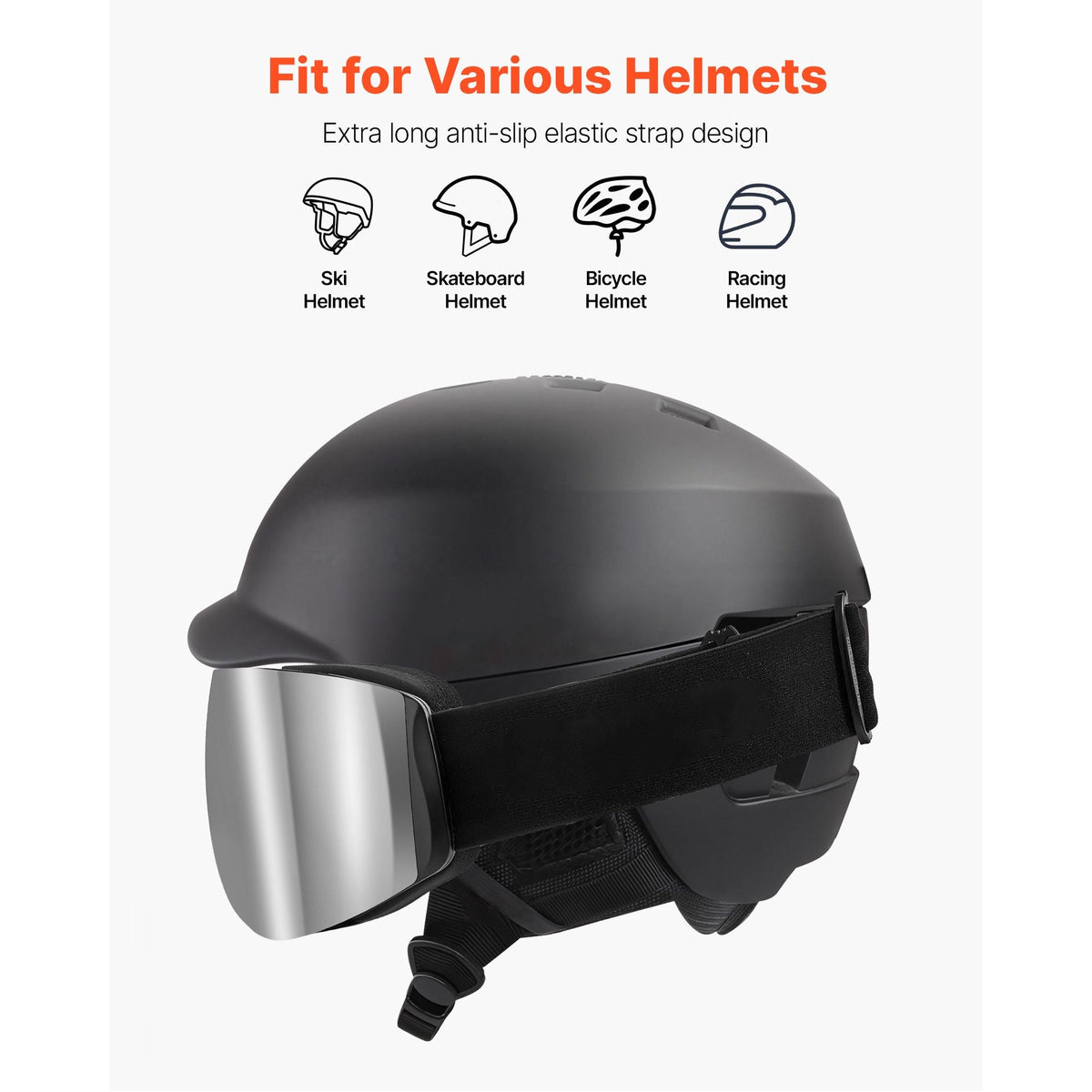 Frameless Ski Goggles, Spherical Lens with Silver Mirror Revo Coating, OTG Anti fog Snow Goggles for Men Women, TPU Frame & Ventilation Structure, Suitable for Skiing, Skating, Snowboarding
