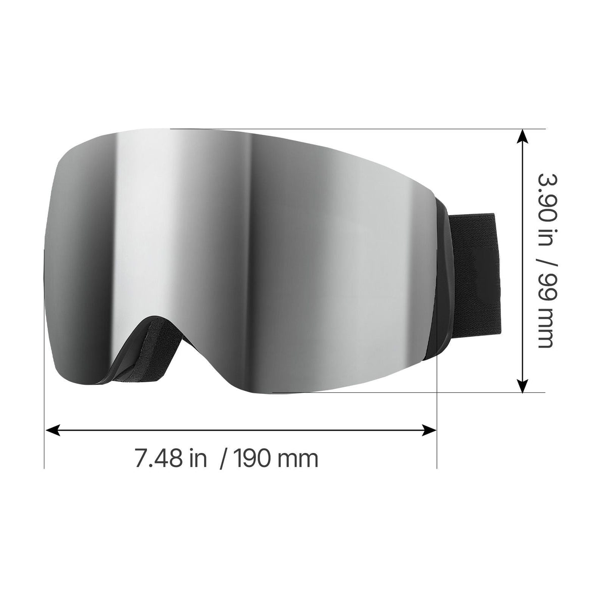 Frameless Ski Goggles, Spherical Lens with Silver Mirror Revo Coating, OTG Anti fog Snow Goggles for Men Women, TPU Frame & Ventilation Structure, Suitable for Skiing, Skating, Snowboarding