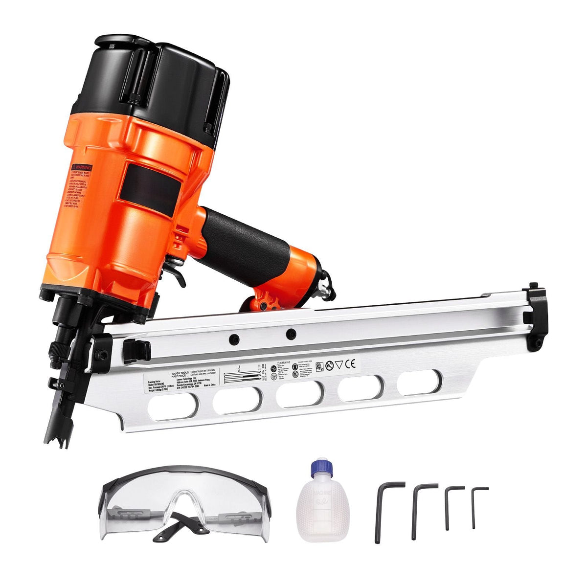 Framing Nailer, 2" to 3-1/2" 21 Degree Full Round Head Pneumatic Framing Nailer with Dual Trigger Modes & Tool-Less Depth Adjustment, 80-120PSI Pro Air Nail Gun for Framing Flooring Decking