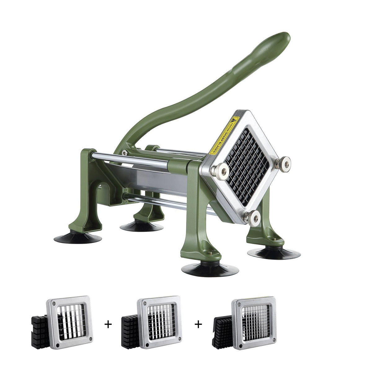 French Fry Cutter, Potato Slicer with 1/2-Inch and 3/8-Inch Stainless Steel Blades, Manual Potato Cutter Chopper with Suction Cups, Great for Potato, French Fries, Cucumber, Vegetables, Carrot