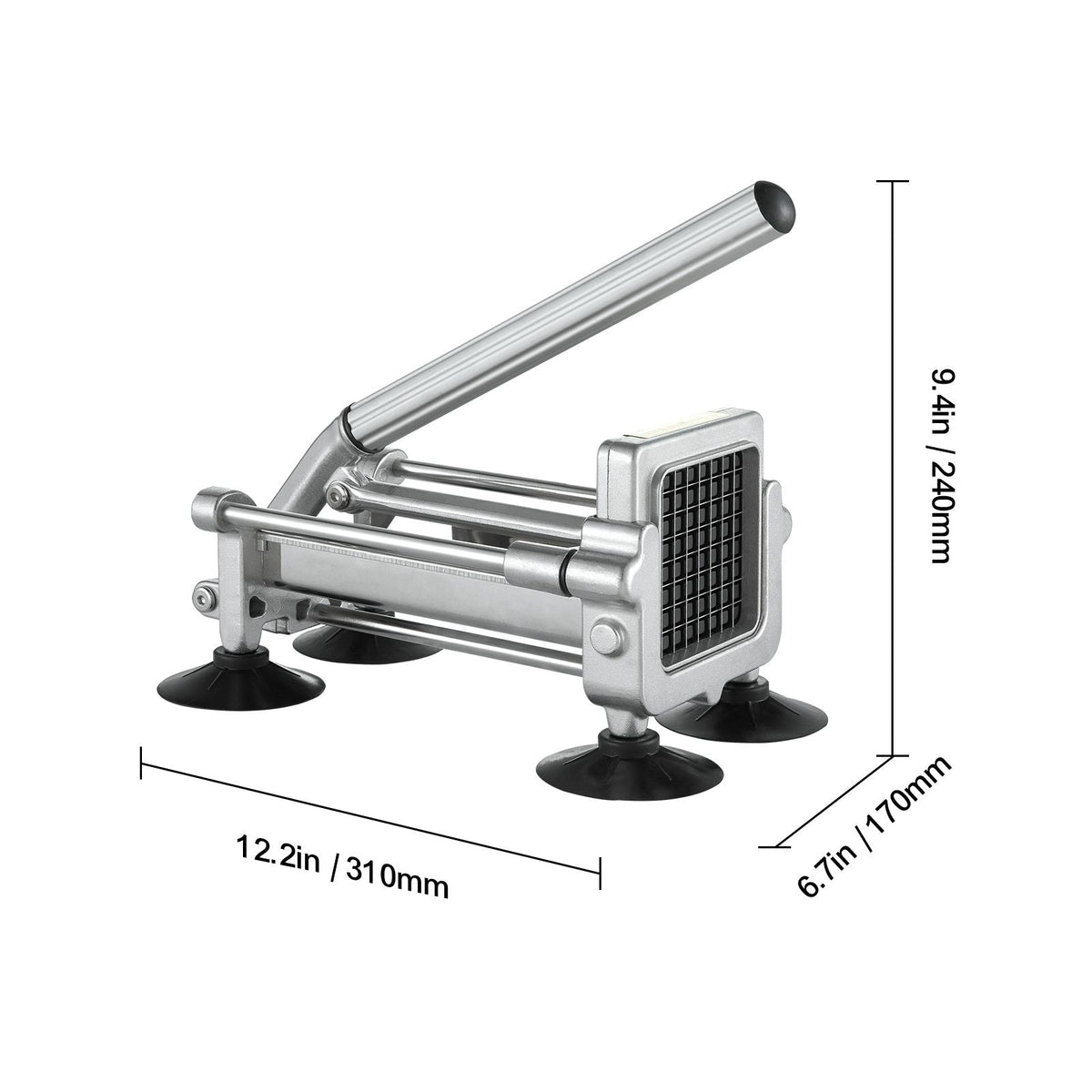 French Fry Cutter, Potato Slicer with 1/2-Inch and 3/8-Inch Stainless Steel Blades, Manual Potato Cutter Chopper with Suction Cups, Great for Potato, French Fries, Cucumber, Vegetables, Carrot
