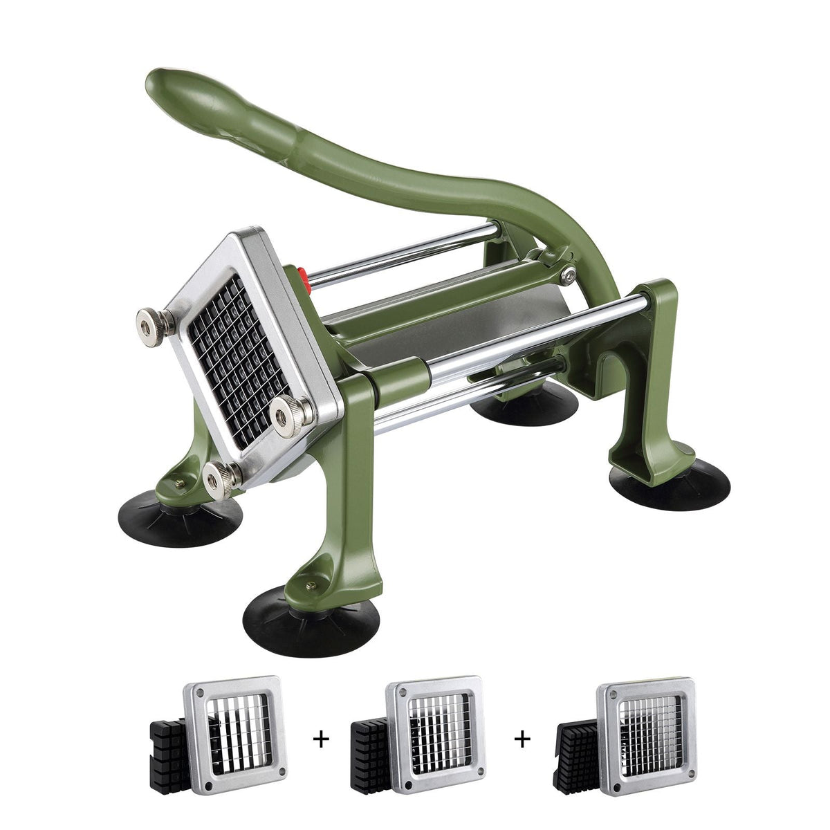 French Fry Cutter, Potato Slicer with 1/2-Inch and 3/8-Inch Stainless Steel Blades, Manual Potato Cutter Chopper with Suction Cups, Great for Potato, French Fries, Cucumber, Vegetables, Carrot