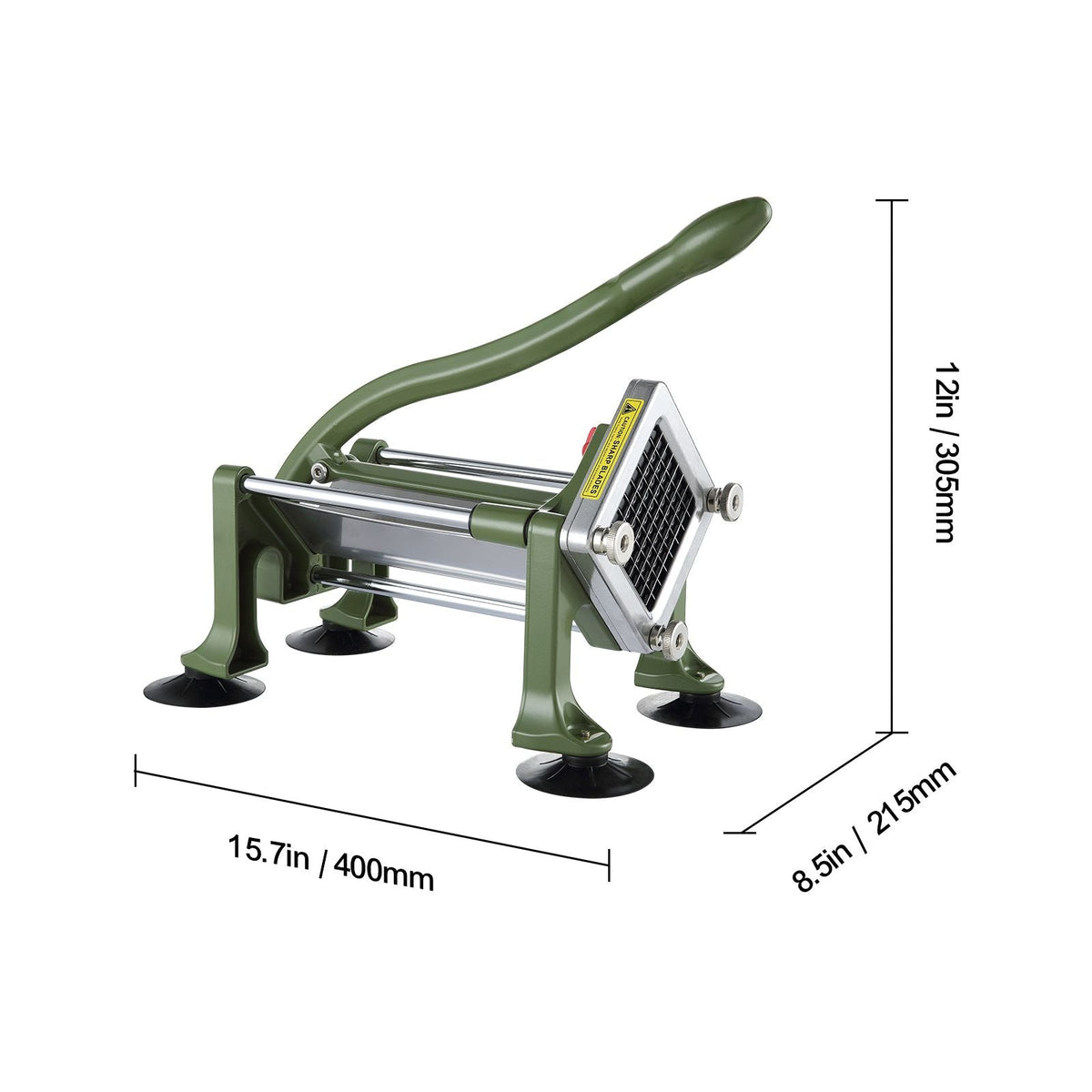 French Fry Cutter, Potato Slicer with 1/2-Inch and 3/8-Inch Stainless Steel Blades, Manual Potato Cutter Chopper with Suction Cups, Great for Potato, French Fries, Cucumber, Vegetables, Carrot