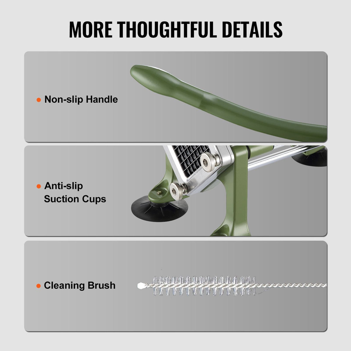 French Fry Cutter, Potato Slicer with 1/2-Inch and 3/8-Inch Stainless Steel Blades, Manual Potato Cutter Chopper with Suction Cups, Great for Potato, French Fries, Cucumber, Vegetables, Carrot