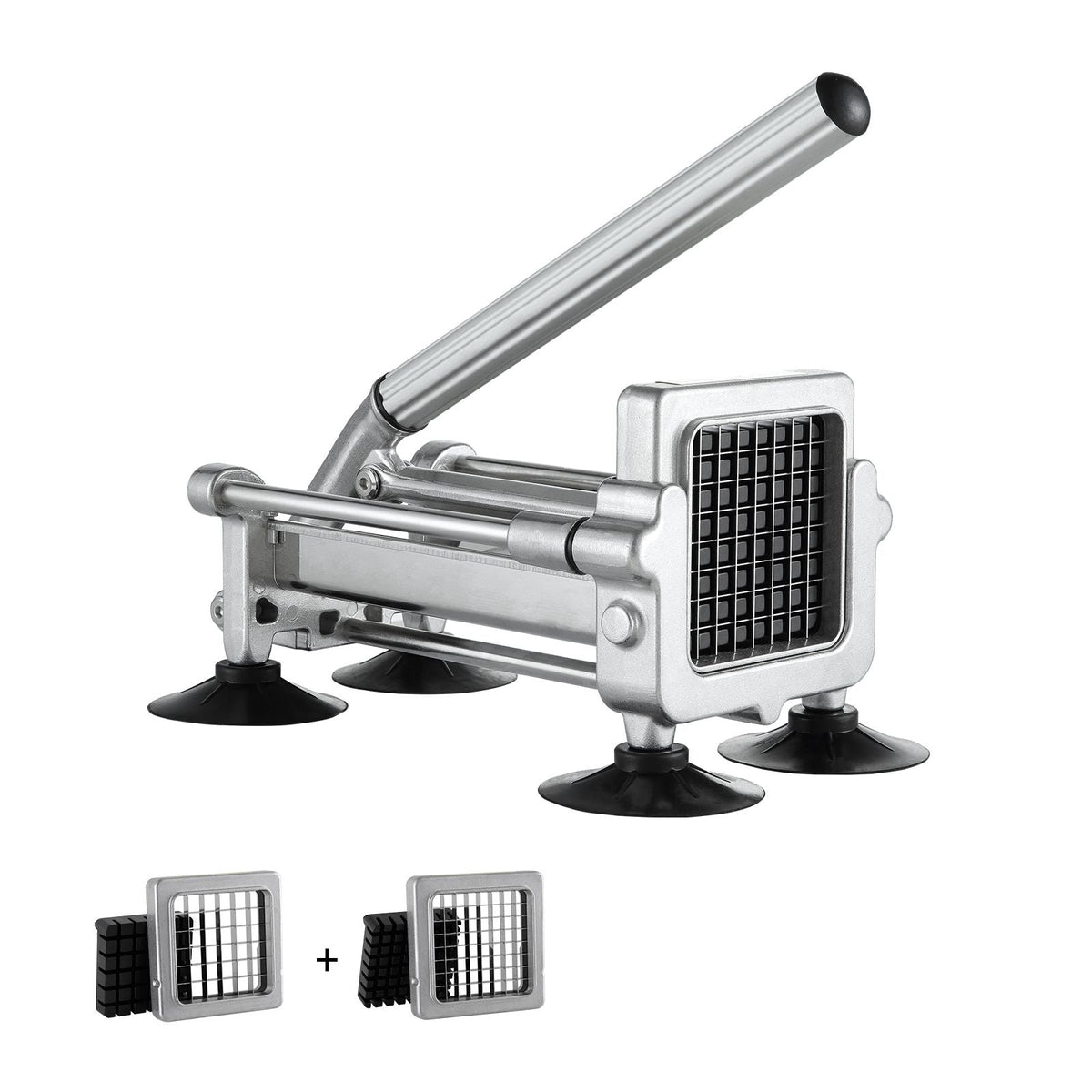 French Fry Cutter, Potato Slicer with 1/2-Inch and 3/8-Inch Stainless Steel Blades, Manual Potato Cutter Chopper with Suction Cups, Great for Potato, French Fries, Cucumber, Vegetables, Carrot