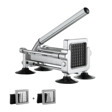 French Fry Cutter, Potato Slicer with 1/2-Inch and 3/8-Inch Stainless Steel Blades, Manual Potato Cutter Chopper with Suction Cups, Great for Potato, French Fries, Cucumber, Vegetables, Carrot