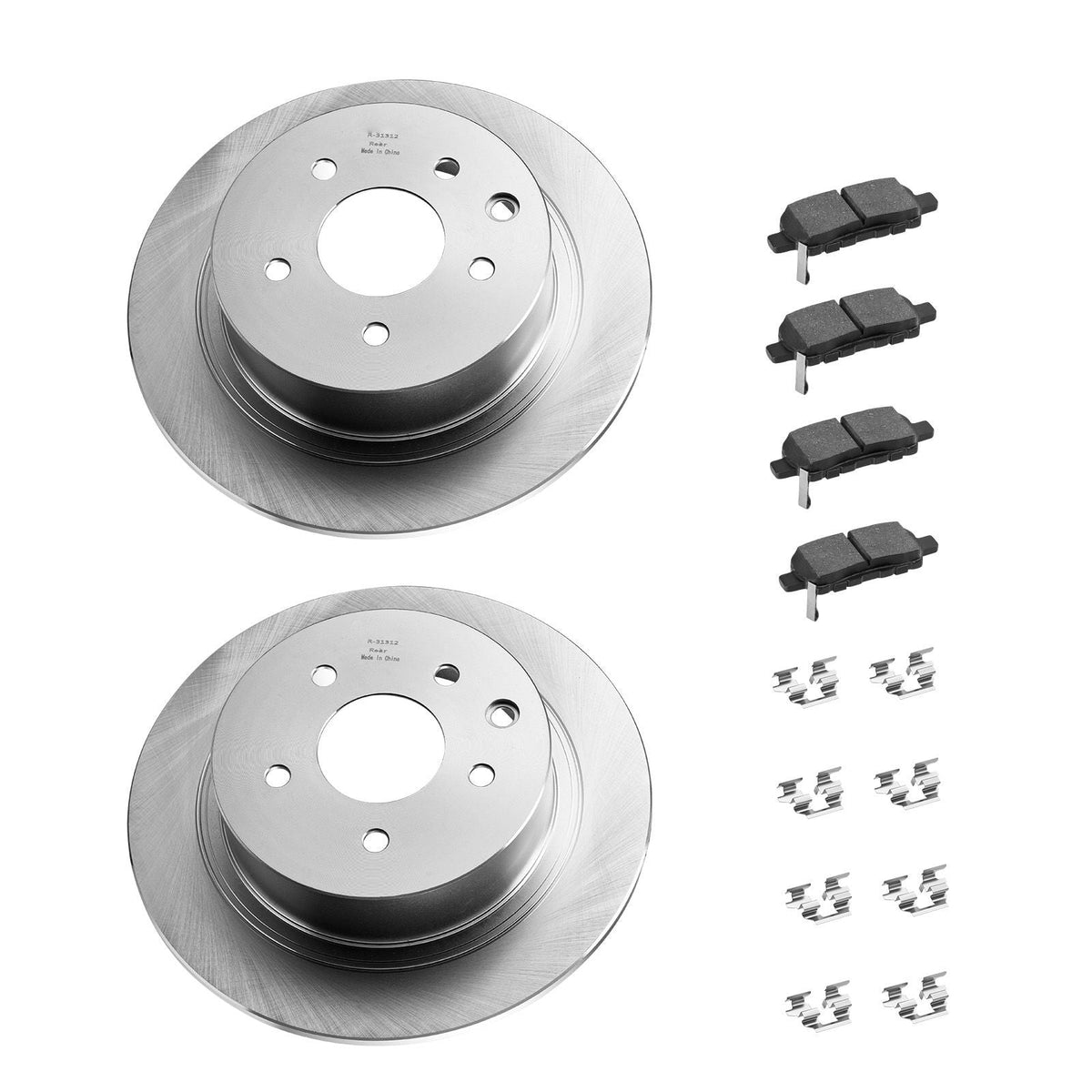 Front and Rear Brake Kit Compatible with 2013 Nissan Altima (Base, SL, SV & S Sedan), 2014-2018 Nissan Altima, 2019-2023 Nissan Altima (with Manual Parking Brake), Hollow Structure Front Rotors