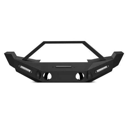Front Bumper Compatible with 2007-2018 Wrangler JK/JKU, Heavy-Duty Steel Front Bumper with 2PCS LED Light Bars, Winch Plate, Fog Light Housing and D-Ring Mounts
