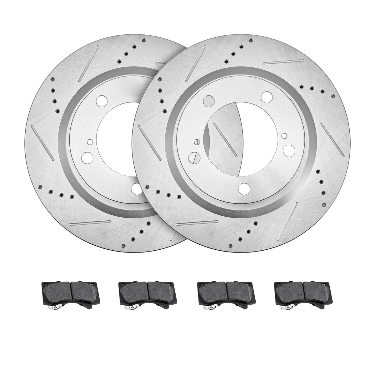 Front & Rear Ceramic Brake Kit Compatible with 2016-2021 Lexus LX570, 2016-2021 Toyota Land Cruiser, Drilled and Slotted Brake Rotors Ceramic Brake Pads Replacement Kit, 14 inch Front Rotors