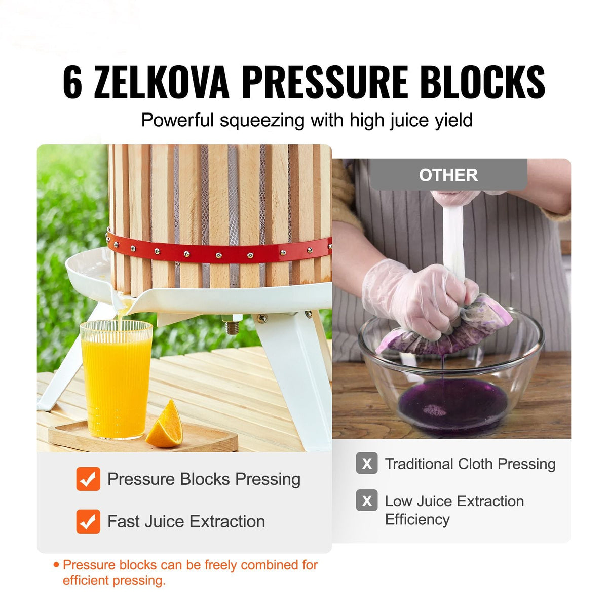 Fruit Wine Press, 2.98 Gal/11.3L, Solid Wood Basket with 6 Blocks, Manual Juice Maker, Cider Apple Grape Tincture Vegetables Honey Olive Oil Making Press with Pole Handle Bar for Kitchen, Home