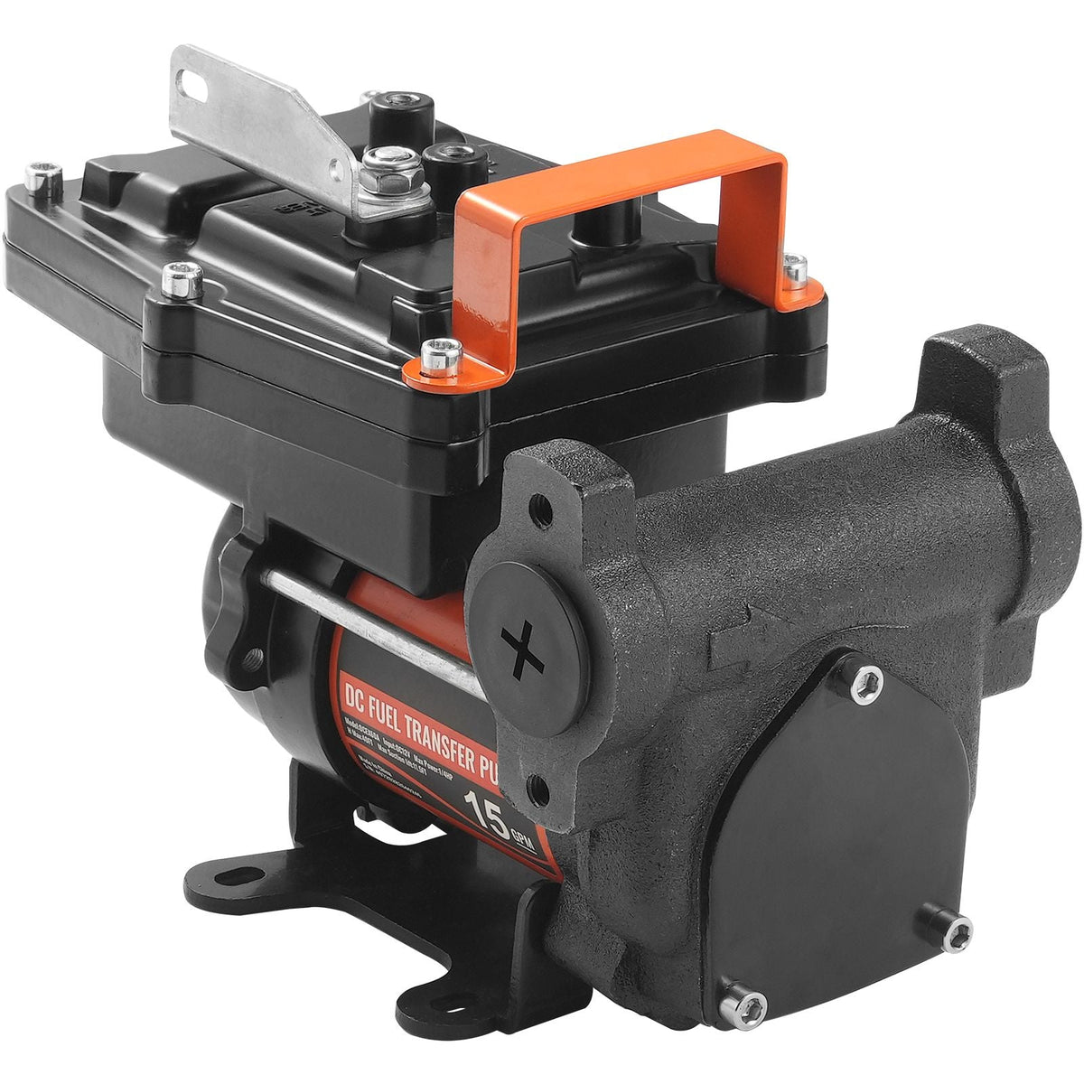 Fuel Transfer Pump, 12V DC 15 GPM 1/4 HP, Portable Electric Diesel Transfer Pump with Auto Shut-Off Fuel Nozzle, Long Inlet & Outlet Hose for Gasoline, Diesel, Kerosene, Methanol Blends