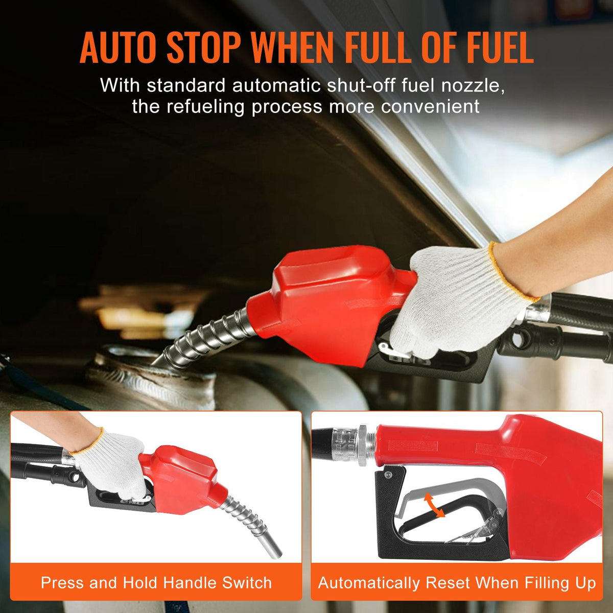 Fuel Transfer Pump, 12V DC 15 GPM 1/4 HP, Portable Electric Diesel Transfer Pump with Auto Shut-Off Fuel Nozzle, Long Inlet & Outlet Hose for Gasoline, Diesel, Kerosene, Methanol Blends