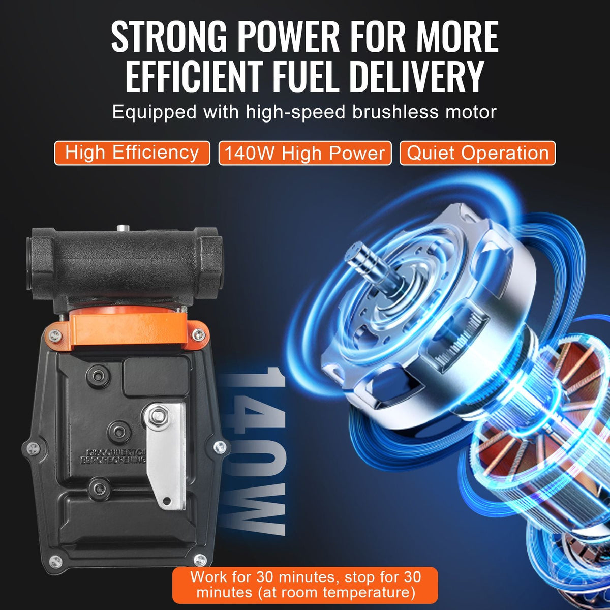 Fuel Transfer Pump, 12V DC 15 GPM 1/4 HP, Portable Electric Diesel Transfer Pump with Auto Shut-Off Fuel Nozzle, Long Inlet & Outlet Hose for Gasoline, Diesel, Kerosene, Methanol Blends