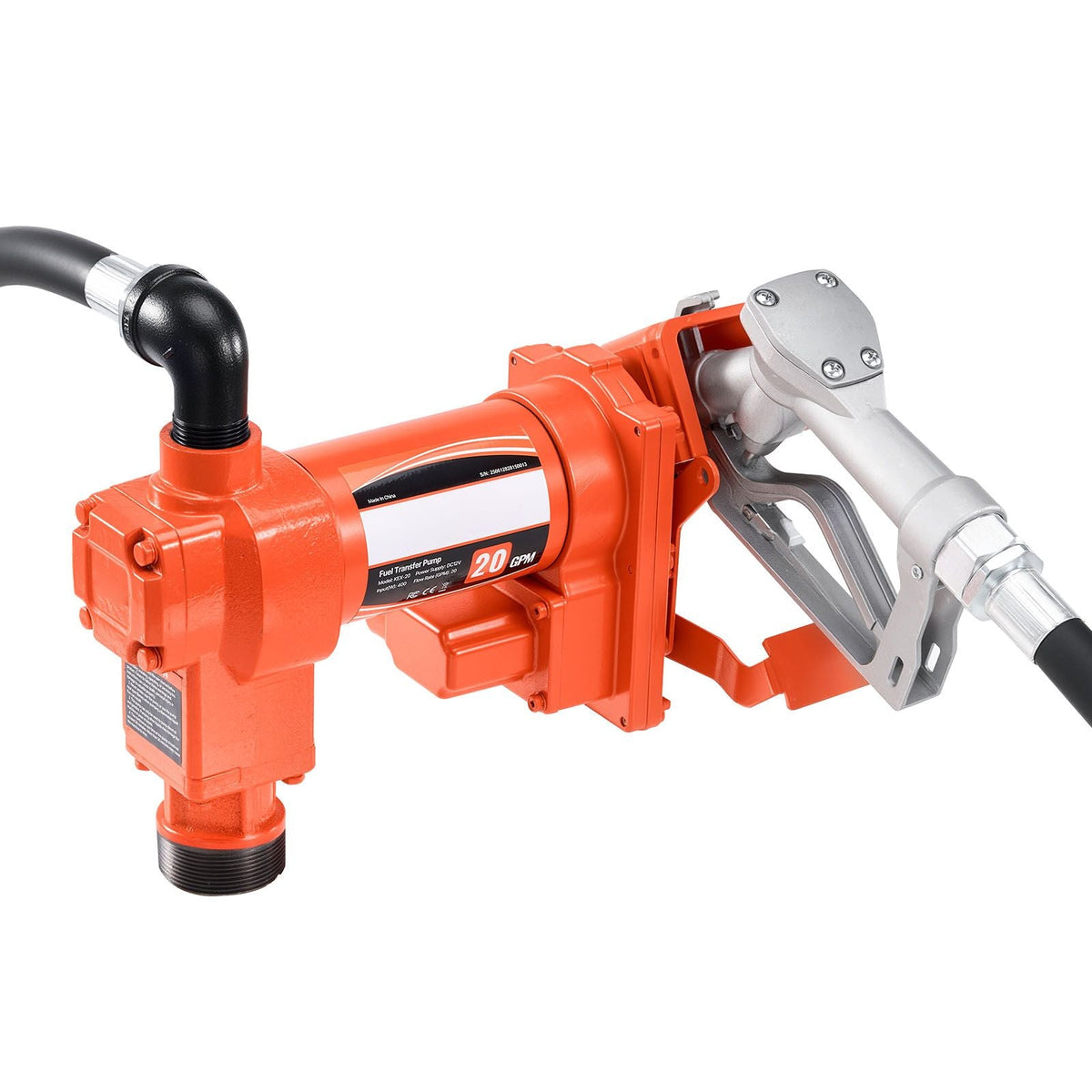 Fuel Transfer Pump, 12V DC 20 GPM 1/4 HP Diesel Pump, Extractor Pumps with Manual Nozzle, Discharge Hose and Suction Pipe, for Gasoline, Diesel, Kerosene, Ethanol-Methanol Blends & Biodiesel