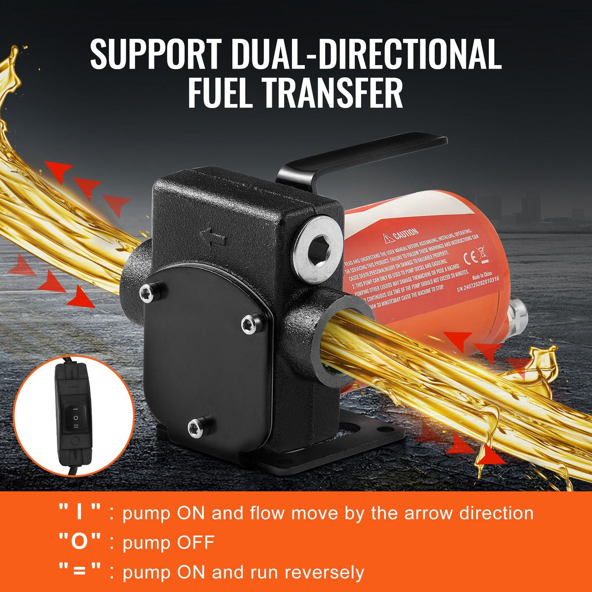 Fuel Transfer Pump, 12V DC 5 GPM 1/10 HP, Portable Electric Diesel Transfer Pump with Auto Shut-Off Fuel Nozzle, Long Inlet & Outlet Hose for Gasoline Diesel, Kerosene, Methanol Blends