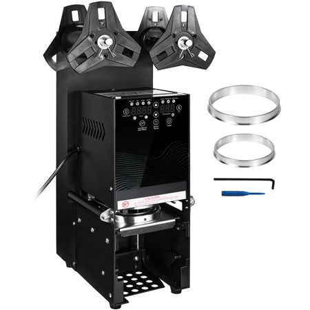 Fully Automatic Cup Sealing Machine, 500-650 Cups/H, Cup Sealer Machine for 180 mm Tall & 90/95 mm Cup, Electric Tea Sealer with Digital Control LCD Panel for Bubble Milk Tea Coffee, Black