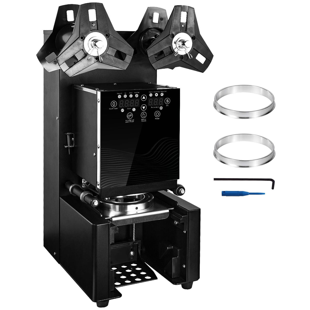 Fully Automatic Cup Sealing Machine, 500-650 Cups/H, Cup Sealer Machine for 190 mm Tall & 90/95 mm Cup, Electric Tea Sealer with Digital Control LCD Panel for Bubble Milk Tea Coffee, Black