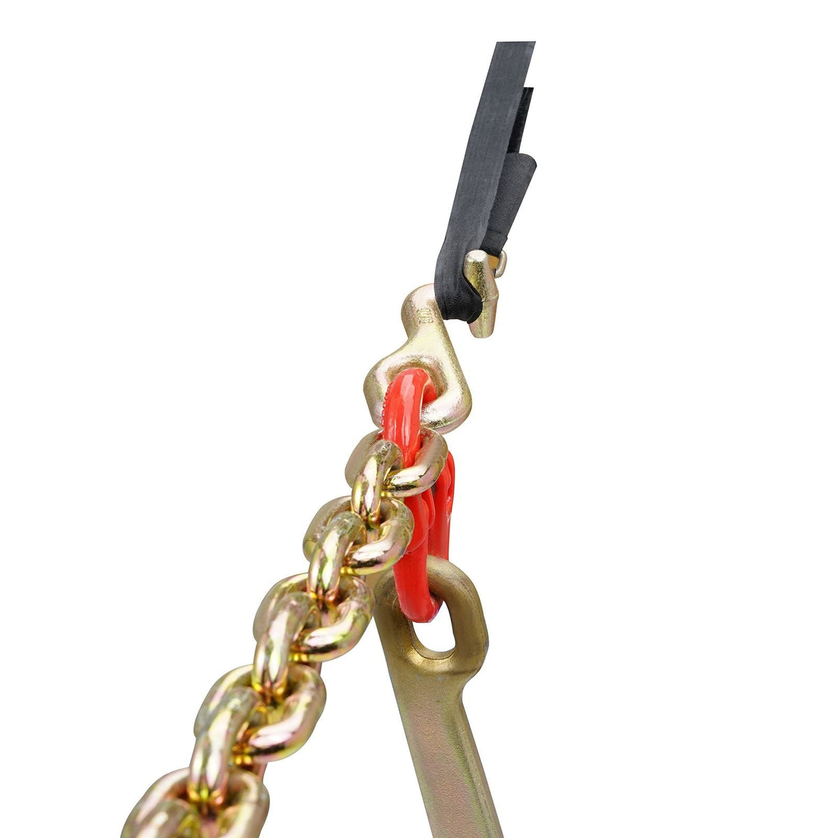 G80 V Bridle Chain, 5/16" x 2' Towing Chain Bridle with 15" J Hooks and Grab Hooks, Heavy Duty Transport Tow Chain Bridle with 10800 lbs Safe Working Load for Flatbed Truck Wrecker Recovery
