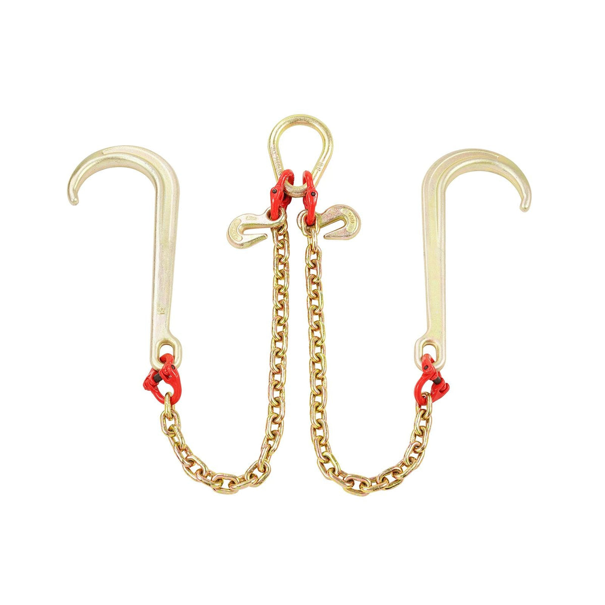 G80 V Bridle Chain, 5/16" x 2' Towing Chain Bridle with 15" J Hooks and Grab Hooks, Heavy Duty Transport Tow Chain Bridle with 10800 lbs Safe Working Load for Flatbed Truck Wrecker Recovery