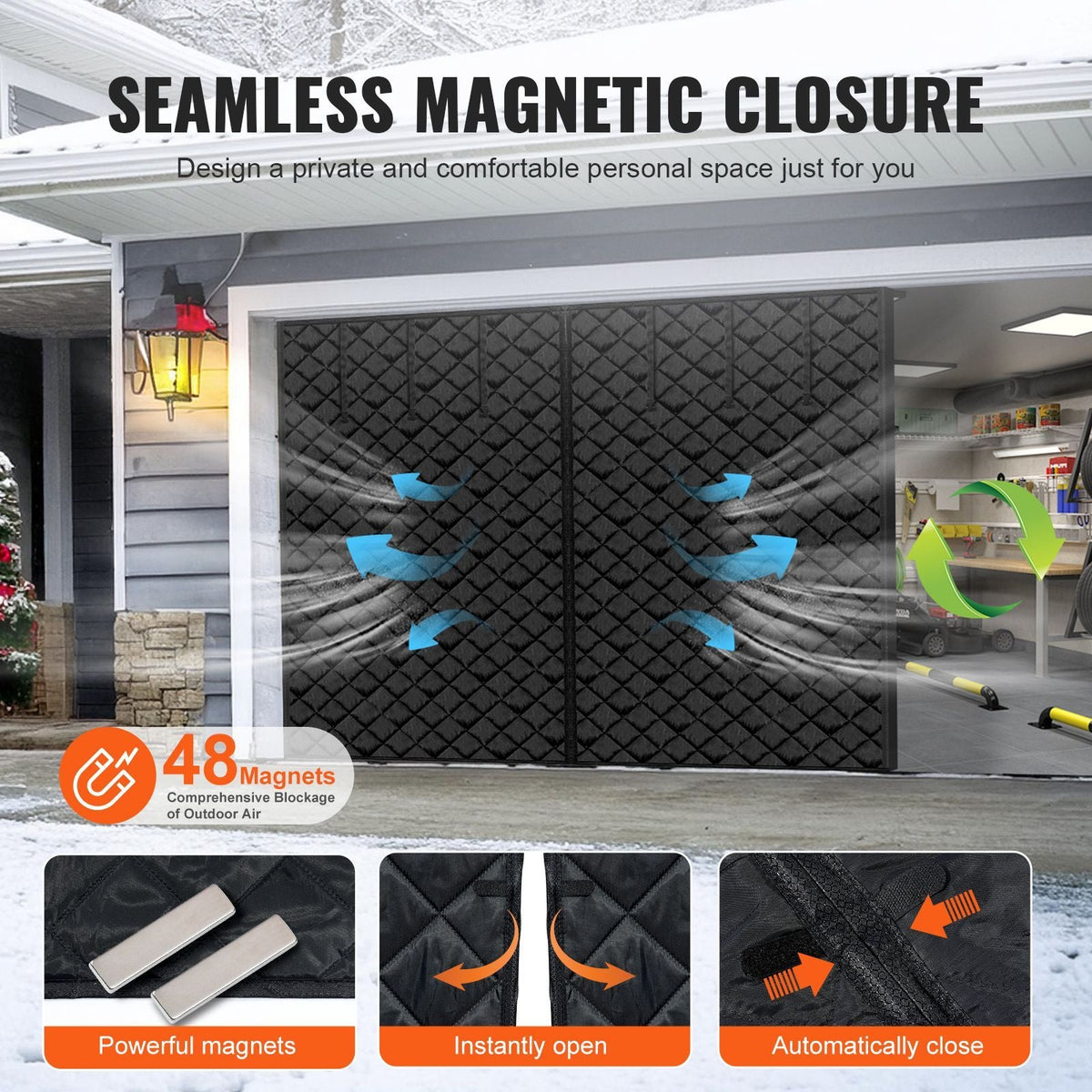Garage Door Screen for Winter 9.28 x 7.15 ft Garage Door Insulation Kit