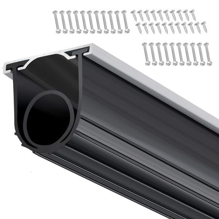 Garage Door Seals Bottom Rubber, U Shape +O Ring Combination Garage Door Weather Stripping with Pre-drilled Aluminum Track Retainer Kit, 5/16 inch T-ends and 3 3/4 inch Width (16 Ft, Black)