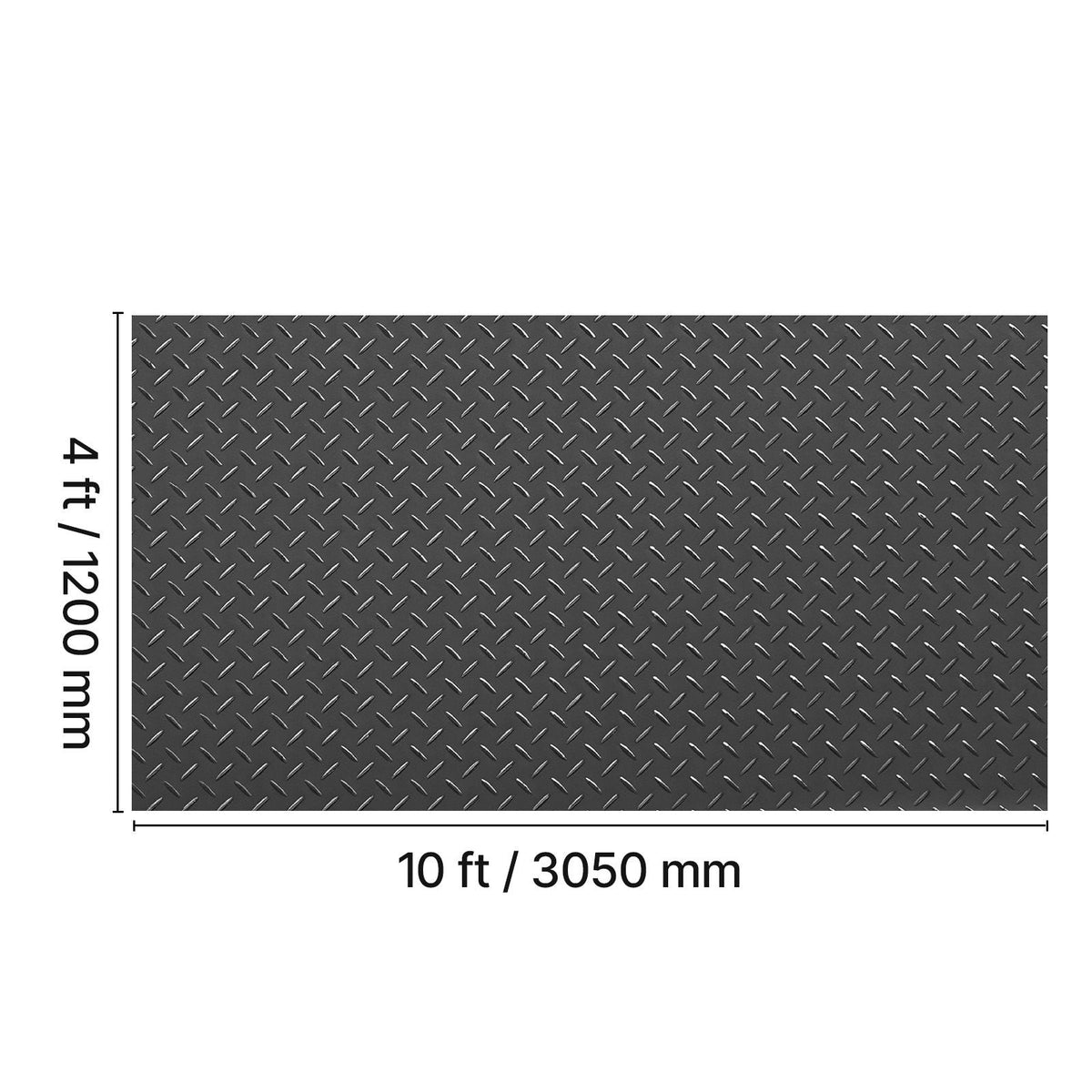 Garage Floor Roll, 4 x 10 ft Garage Flooring Mat, 2.2 mm Thickened PVC Diamond Plate Floor Protector Mat with Double-sided Tape, Non-Slip, Easy to Clean for Warehouse, Gyms, Trailer, Black
