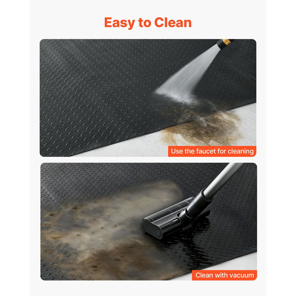 Garage Floor Roll, 4 x 10 ft Garage Flooring Mat, 2.2 mm Thickened PVC Diamond Plate Floor Protector Mat with Double-sided Tape, Non-Slip, Easy to Clean for Warehouse, Gyms, Trailer, Black