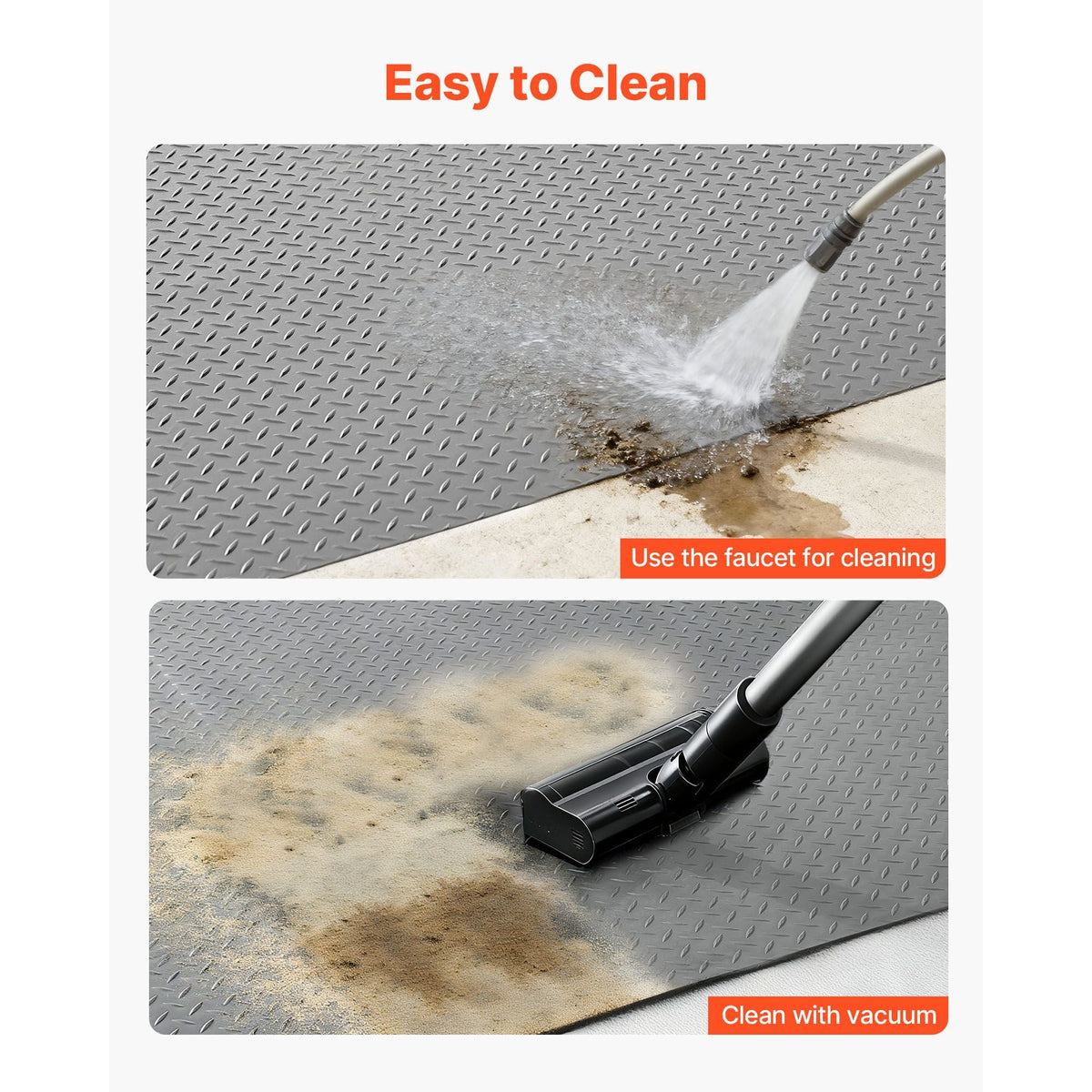 Garage Floor Roll, 7.5 x 17 ft Garage Flooring Mat, 2.2 mm Thickened PVC Diamond Plate Floor Protector Mat with Double-sided Tape, Non-Slip, Easy to Clean for Warehouse, Gyms,Silver Gray