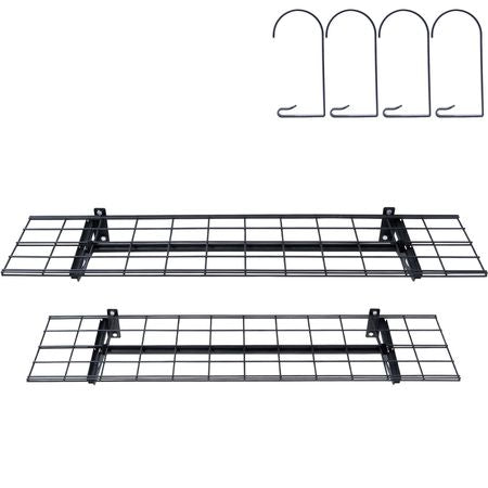 Garage Storage Shelving, 2 Pack, 4 x 1 ft Heavy Duty Garage Shelves Wall Mounted, 400 lbs Load Capacity(Total) Garage Storage Rack Floating Shelves, Suitable for Shop, Shed, Garage Storage