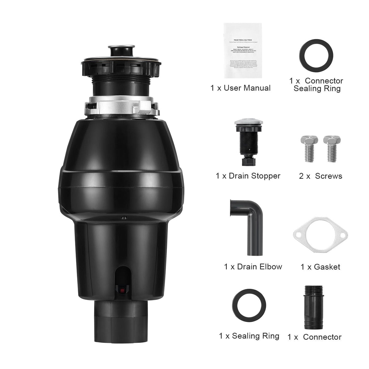 Garbage Disposal, 3/4HP 3250RPM Continuous Feed Food Waste Disposer, EZ Connect Food Waste Grinding System with Sound Reduction, Power Cord & Splash Guard for Kitchen Sinks