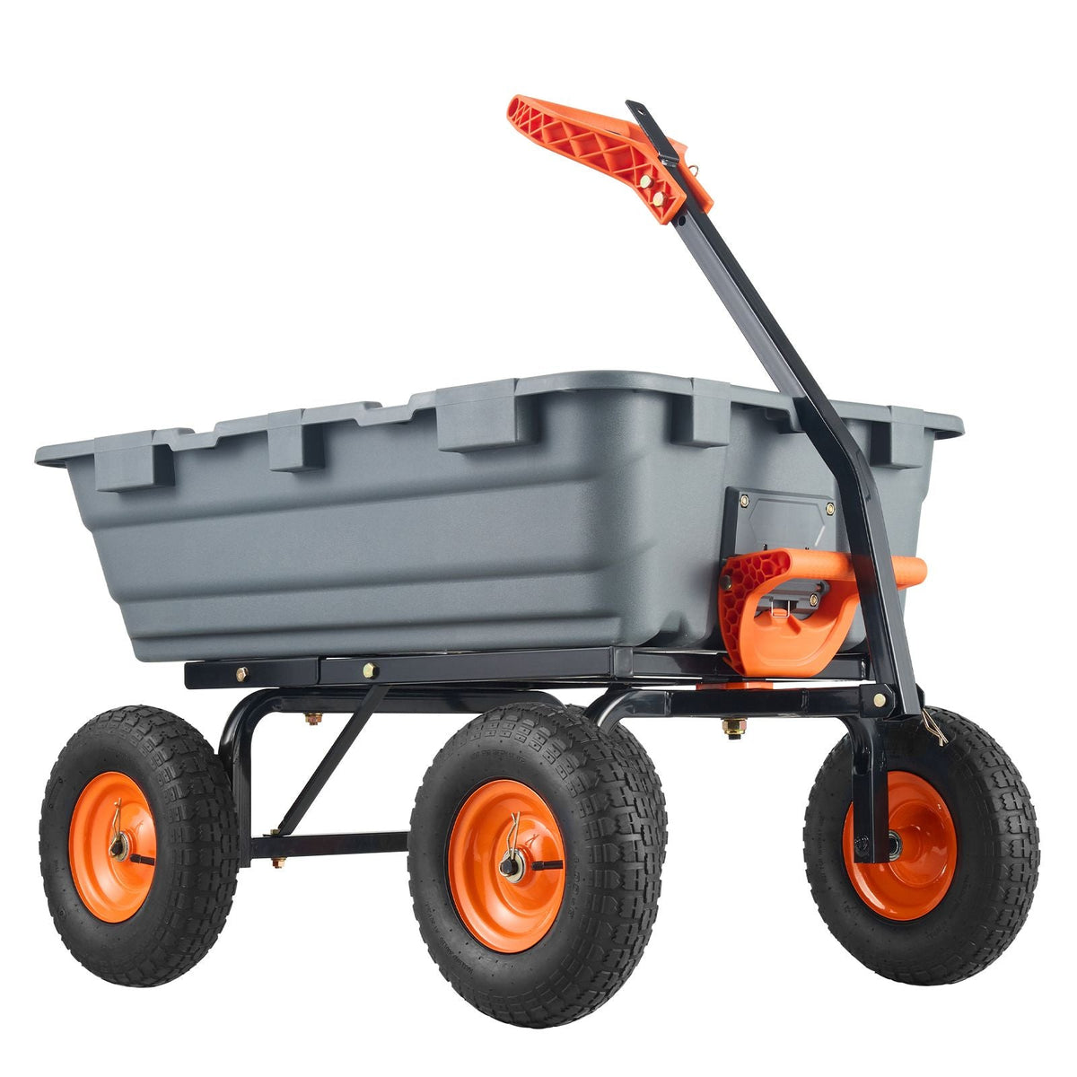 Garden Cart, Durable Poly Dump Cart with Simple Assembly Steel Frame, Versatile Dump Wagon with Dual-Function Handle, 6.48 cu.ft Utility Barrow 1200 lbs Load, 13 inch Wheels