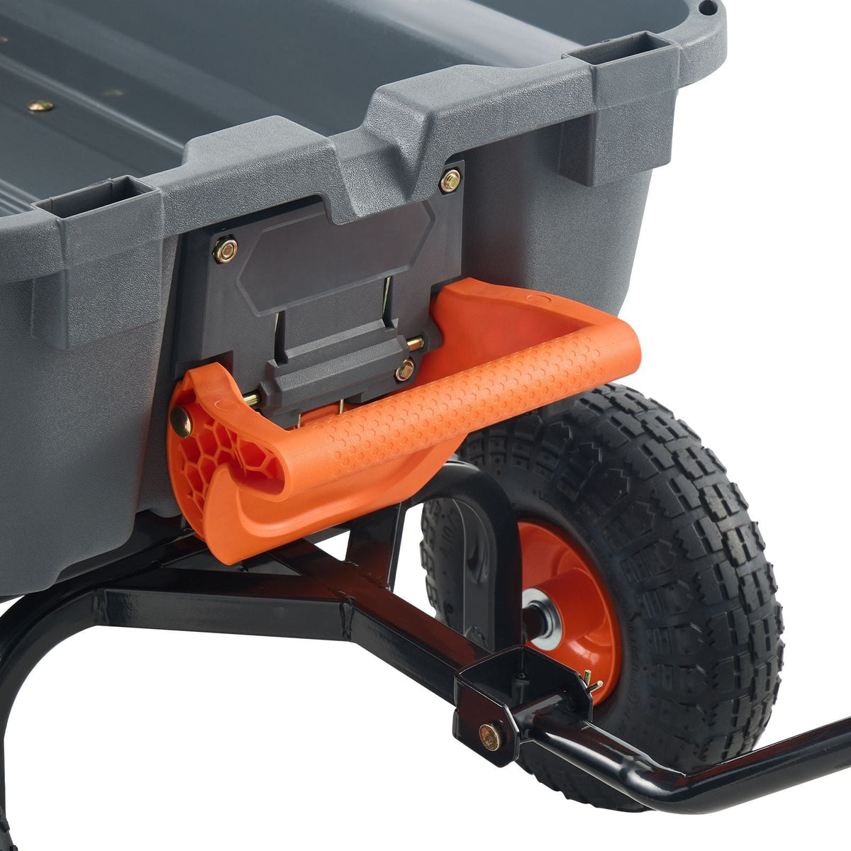 Garden Cart, Durable Poly Dump Cart with Simple Assembly Steel Structure, Versatile Dump Wagon with Dual-Function Handle, Handy Wheelbarrow with 800 lbs Load Capacity, 10 inch Wheels