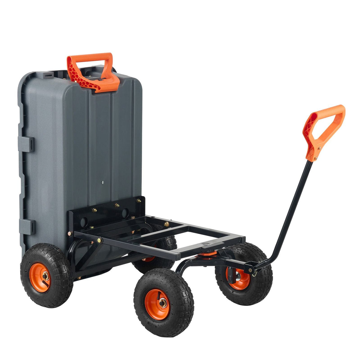 Garden Cart, Durable Poly Dump Cart with Simple Assembly Steel Structure, Versatile Dump Wagon with Dual-Function Handle, Handy Wheelbarrow with 800 lbs Load Capacity, 10 inch Wheels