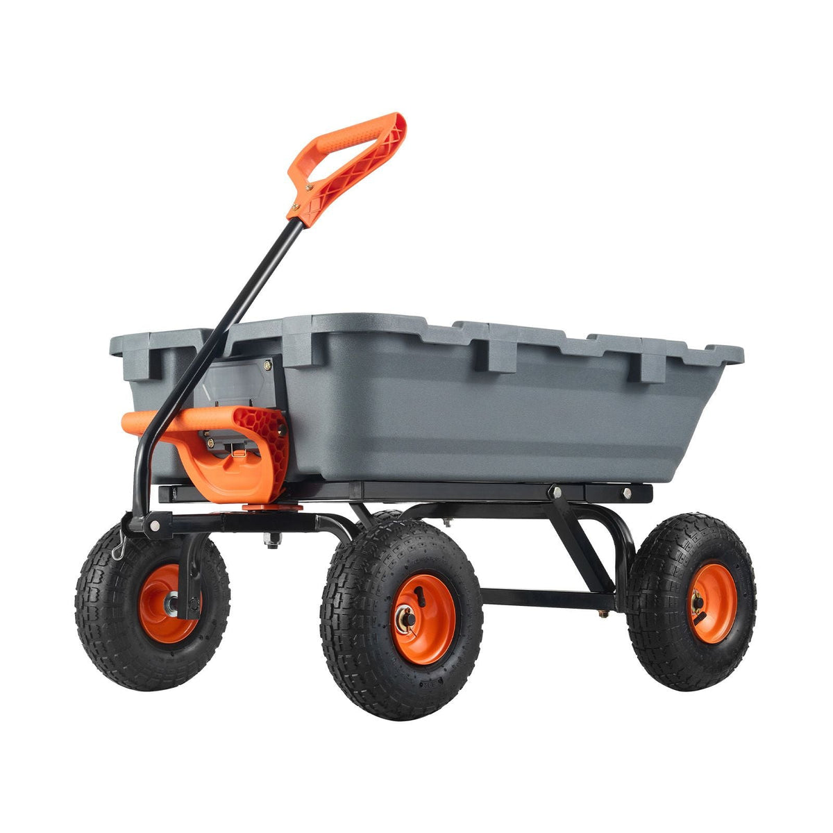 Garden Cart, Durable Poly Dump Cart with Simple Assembly Steel Structure, Versatile Dump Wagon with Dual-Function Handle, Handy Wheelbarrow with 800 lbs Load Capacity, 10 inch Wheels