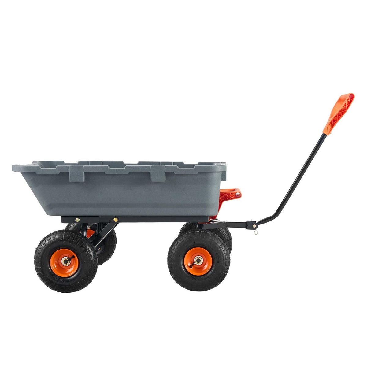 Garden Cart, Durable Poly Dump Cart with Simple Assembly Steel Structure, Versatile Dump Wagon with Dual-Function Handle, Handy Wheelbarrow with 800 lbs Load Capacity, 10 inch Wheels