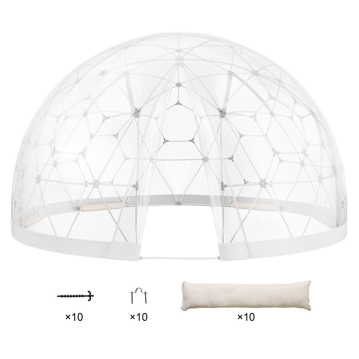 Garden Dome Igloo Tent House, 9.5 FT Dome Tent, Upgraded Garden Igloo with PVC Transparent Cover and Window, Waterproof Outdoor Geodesic Dome Camping Shelter for Patio, Dining Backyard, Party