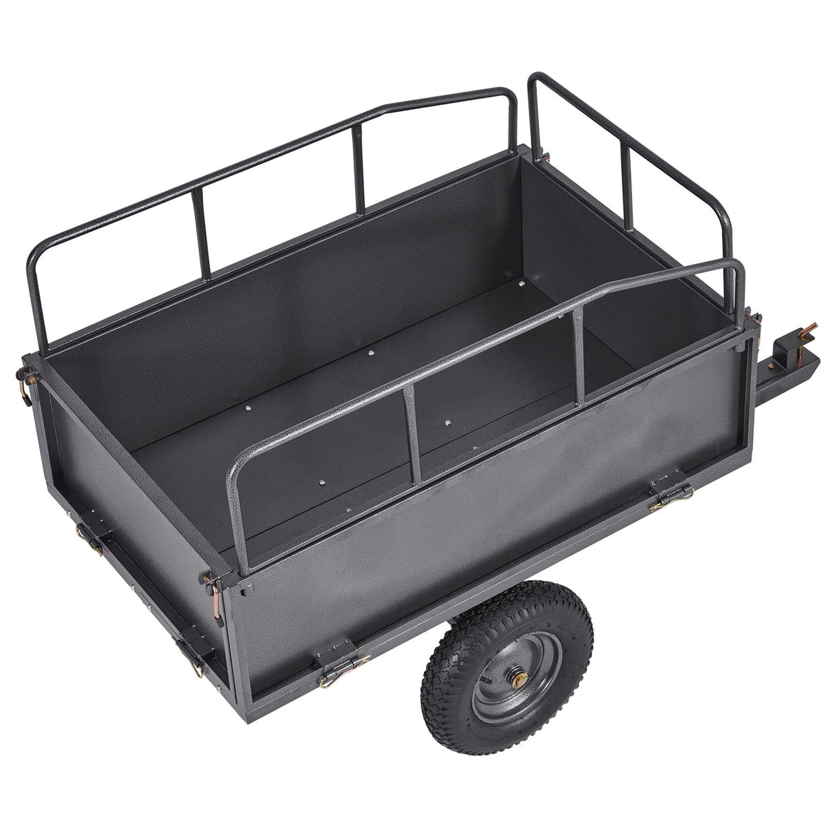 Garden Utility Trailer, 17 Cu. Ft & 600lbs Capacity, ATV UTV Hauling Trailer, Tow Behind Steel Dump Cart with 16" Tires, Hand Pull or Foot Pedal, Heavy Duty Yard Trailers for Lawn Mower Tractor