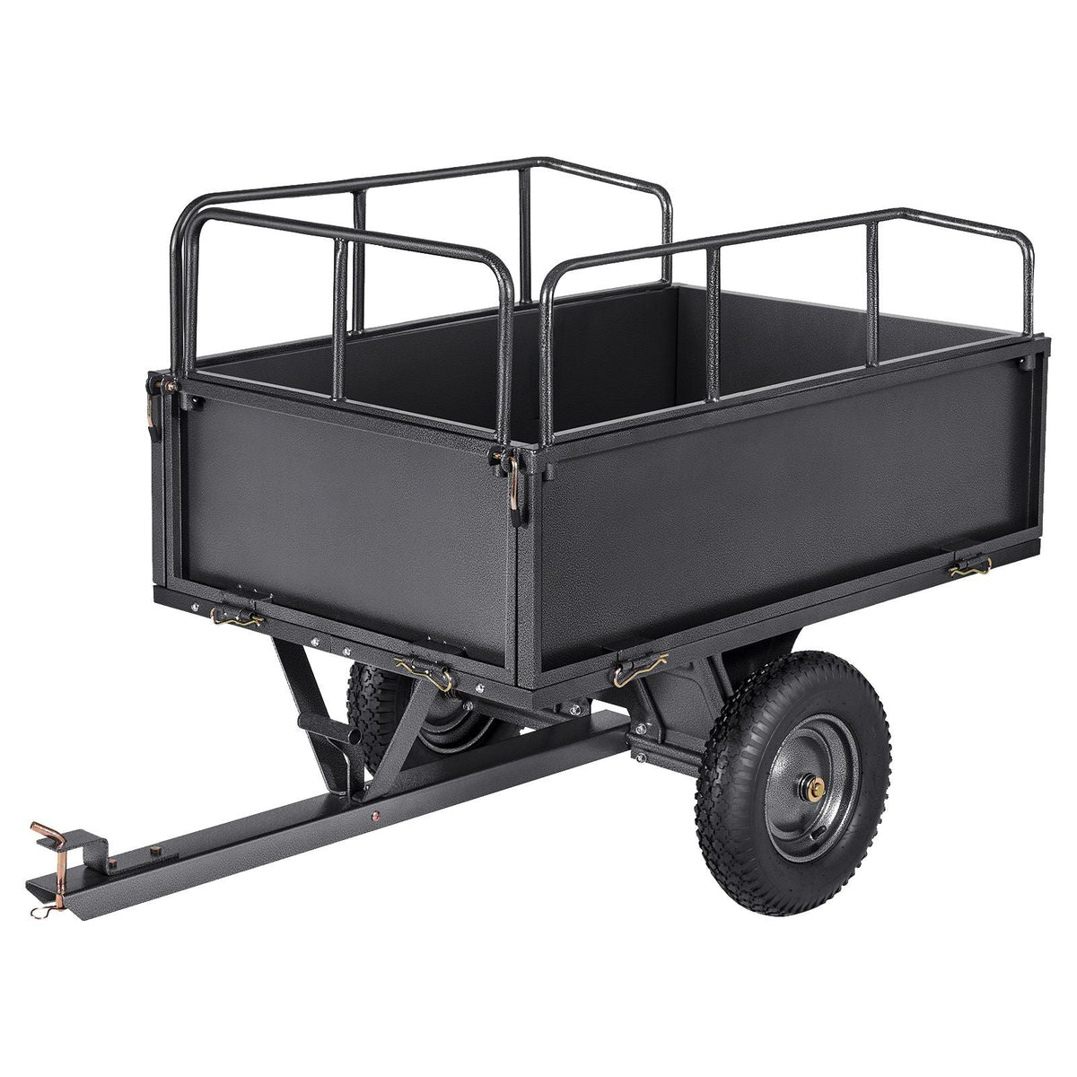 Garden Utility Trailer, 17 Cu. Ft & 600lbs Capacity, ATV UTV Hauling Trailer, Tow Behind Steel Dump Cart with 16" Tires, Hand Pull or Foot Pedal, Heavy Duty Yard Trailers for Lawn Mower Tractor