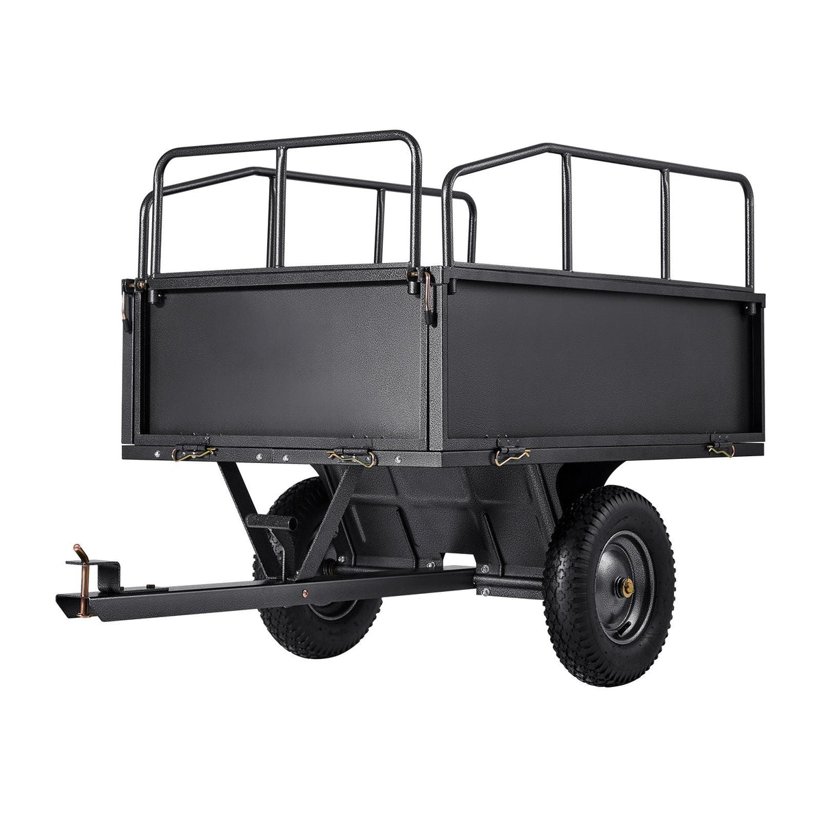 Garden Utility Trailer, 17 Cu. Ft & 600lbs Capacity, ATV UTV Hauling Trailer, Tow Behind Steel Dump Cart with 16" Tires, Hand Pull or Foot Pedal, Heavy Duty Yard Trailers for Lawn Mower Tractor