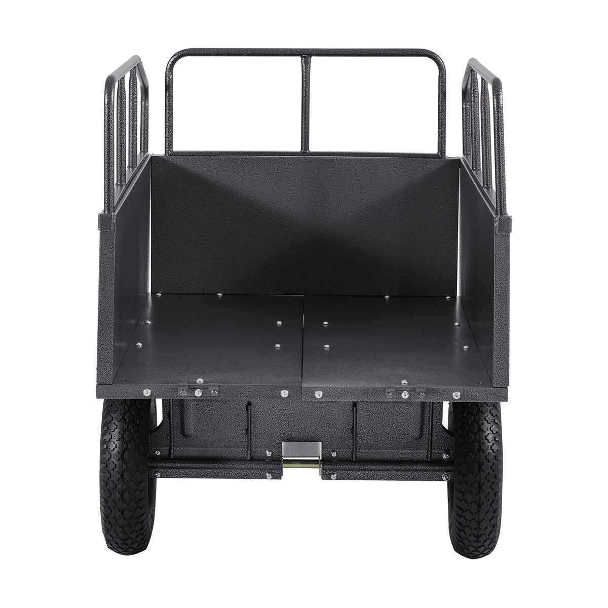 Garden Utility Trailer, 17 Cu. Ft & 600lbs Capacity, ATV UTV Hauling Trailer, Tow Behind Steel Dump Cart with 16" Tires, Hand Pull or Foot Pedal, Heavy Duty Yard Trailers for Lawn Mower Tractor