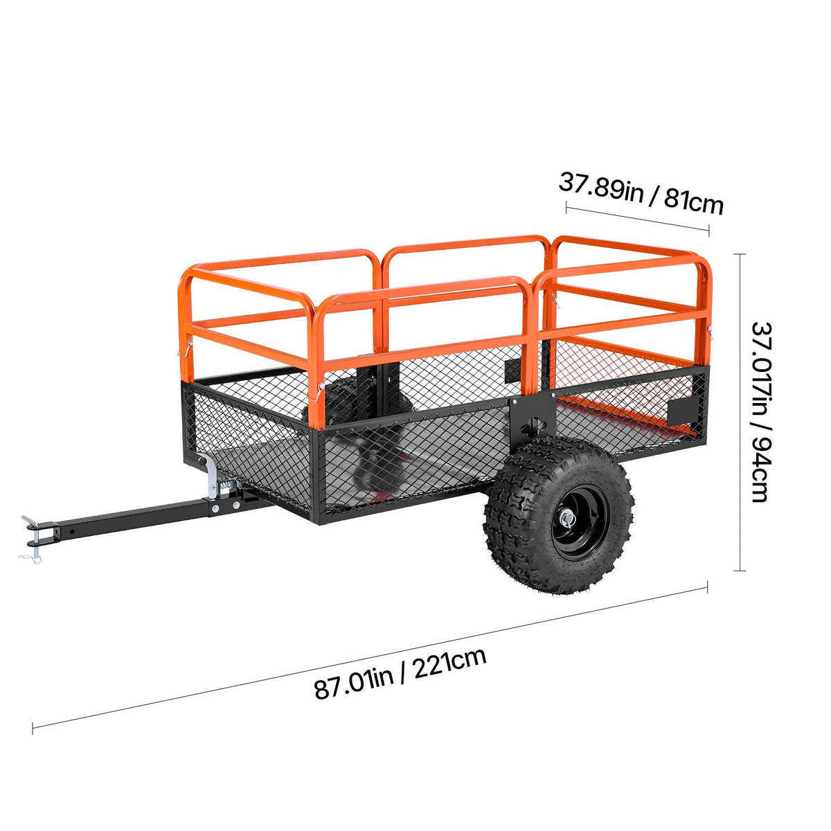 Garden Utility Trailer, 28 Cu. Ft. & 1800lbs, ATV UTV Trailer, Tow Behind Steel Dump Trailers, Removable Rear Panel, Heavy Duty Pull Behind Yard Trailers for Lawn Mower Tractor Garden Waste
