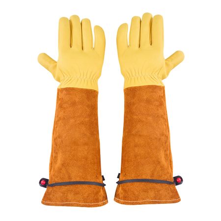Gardening Gloves, Thorn Proof & Puncture Resistant Garden Gloves with Elastic Cuff, 17.5 in Long-Sleeve Glove Rose Pruning Glove for Men & Women Weeding Digging Planting, Size M