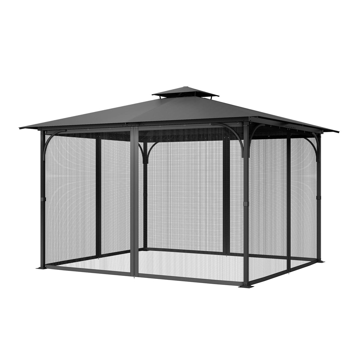 Gazebo Netting Replacement, Fit Most 10 x 13 x 6.8 FT Gazebo Curtain, Outdoor Garden Net, 4-Panel Sidewall Mesh Net, Patio Midge Netting with Double Zipper, Canopy Screen (Netting Only)