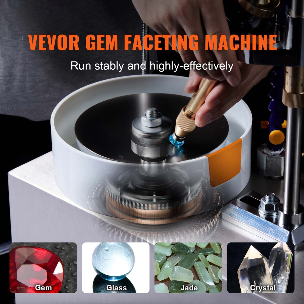 Gem Faceting Machine, 180W Jade Grinding Polishing Machine 0-2980RPM Adjustable Rotating Speed, Rock Jewel Angle Polisher with Precise Mechanical Manipulator & Scale Gem Jade Stone Crystal